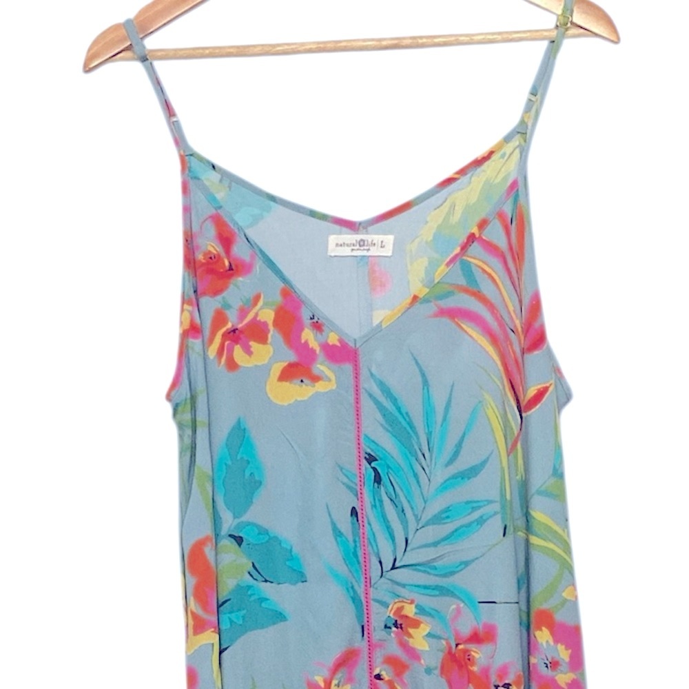 Natural Life Blue Floral Katrina Midi Slip Dress - Picture 3 of 9